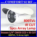 Bossan 1/4' CMOS HD CCD 800TVL CCTV Dome Color Camera 3pcs Array IR